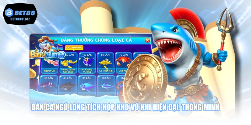 Bắn cá Ngũ Long tích hợp kho vũ khí hiện đại, thông minh
