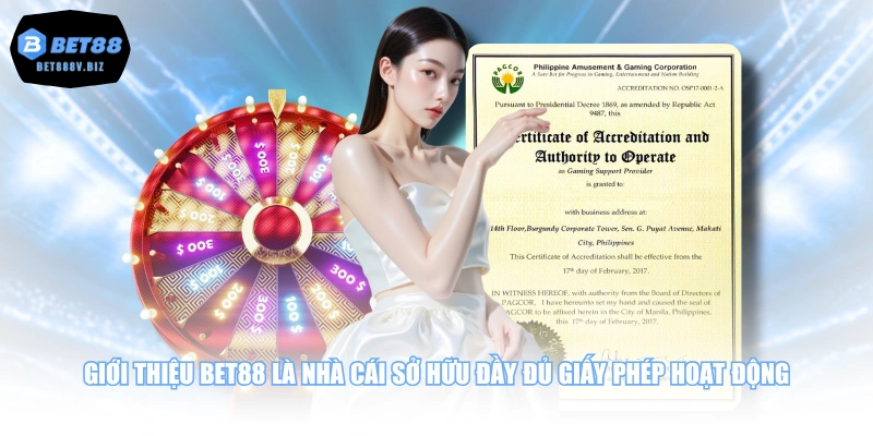 Giới thiệu BET88 là nhà cái sở hữu đầy đủ giấy phép hoạt động